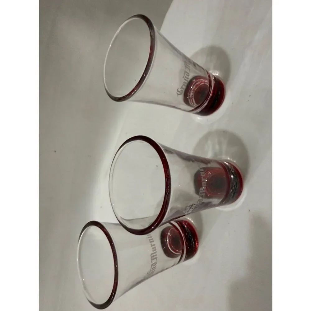 Grand Marnier Shot Glasses Orange Flavored Liquer 2 Oz Each 3 1/2 In Tall Set 3